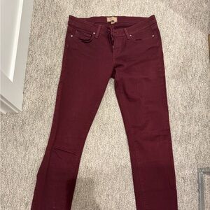 PAIGE Women's Dark Red Skinny Jeans
